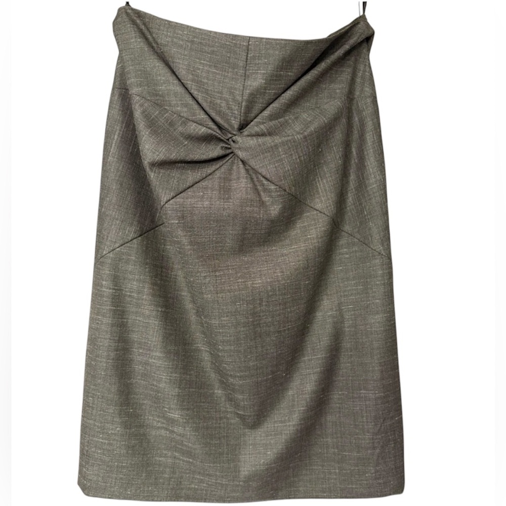 Escada Grey Twisted Knot Front Pencil Skirt Size 38 Made in Romania Business